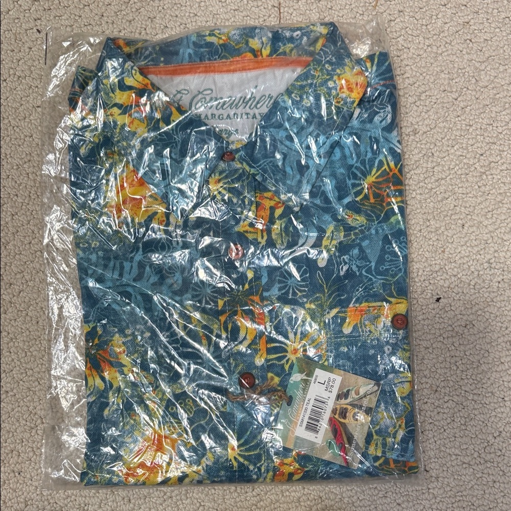 Men's Blue Tropical Island Beach vibe Casual Button Down Shirt